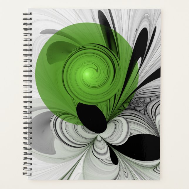 Abstrait noir et blanc avec art fractal vert (Devant)