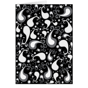 Abstrait noir et blanc Tulip Paisley Floral