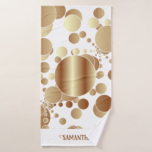 Abstrait or moderne Motif Pois blanc (Serviette de bain)