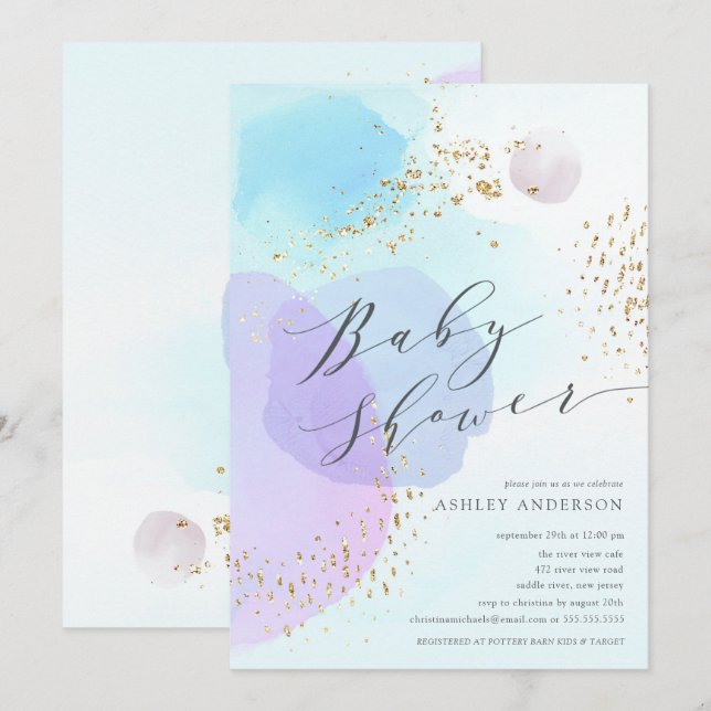 Abstrait Pastel Circles Boy Baby shower Invitation (Devant / Derrière)
