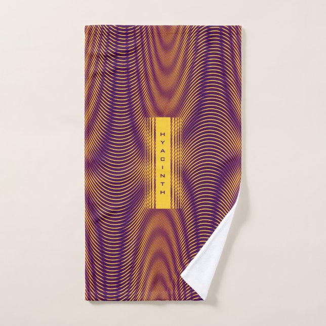 Abstrait Purple & Gold Psychedelic Stripes, Trippy (Serviette à main)