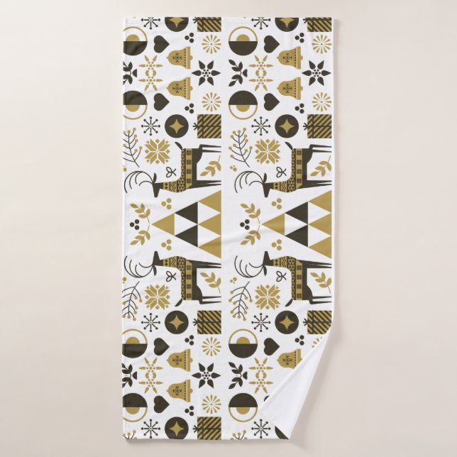 Abstrait rennes de Noël moderne géométrique (Serviette de bain)