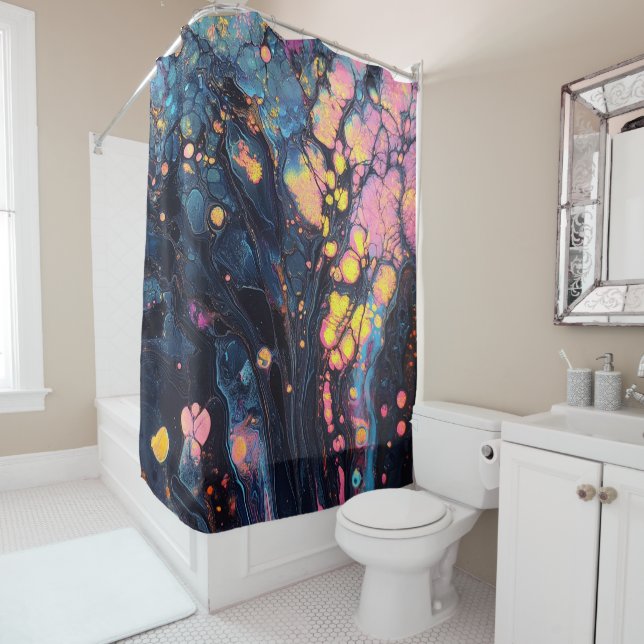 Abstrait rideau de douche d'art Iridescente (En situation)
