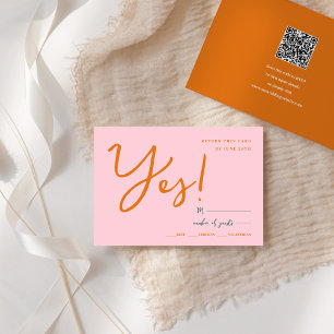 Abstrait rose orange couleurs fun mariage carte rs