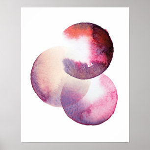 Abstrait Rose Vénn cercles aquarelle affiche