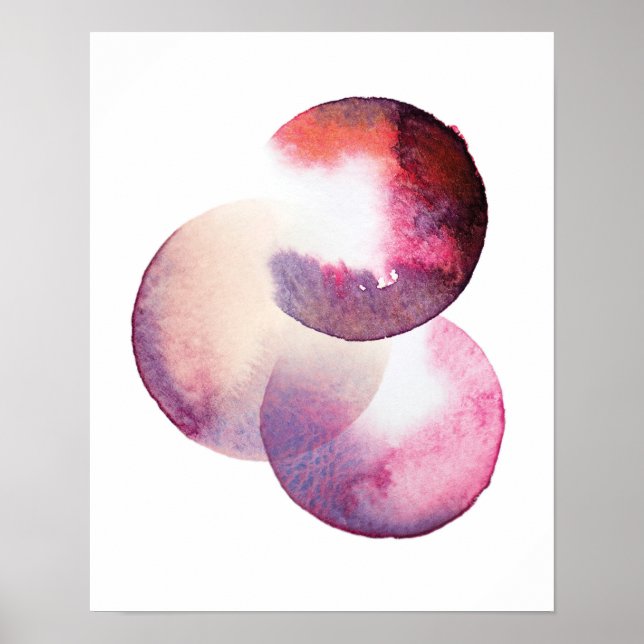 Abstrait Rose Vénn cercles aquarelle affiche (Devant)