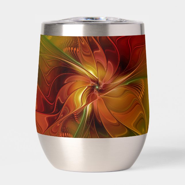 Abstrait Rouge Orange Brown Vert Fractal Art Flowe (Avant)