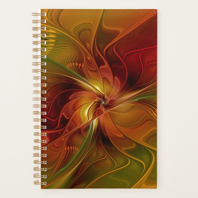 Abstrait Rouge Orange Brown Vert Fractal Art Flowe (Devant)