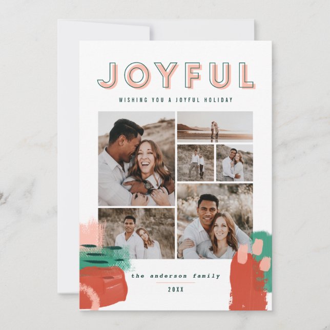 Abstrait rouge, rose + vert joyeux multi carte pho (Devant)