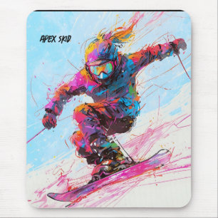 Abstrait skieur de neige descente tapis de souris