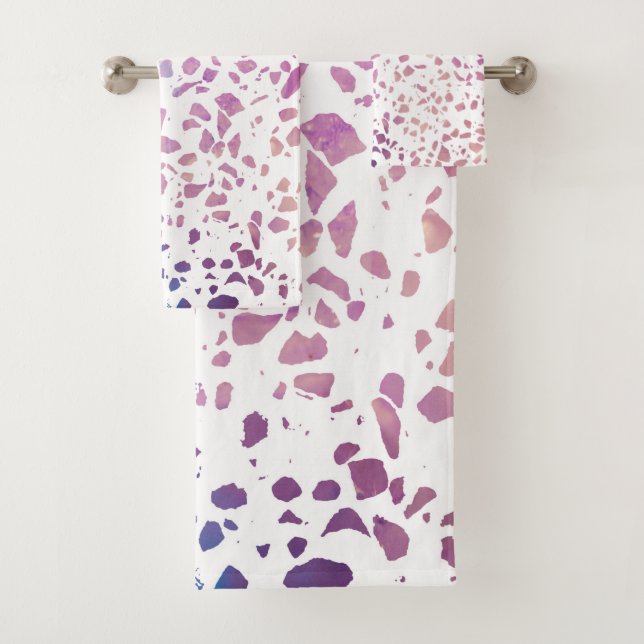 Abstrait Terrazzo Mosaic rose et Motif bleu (En situation)