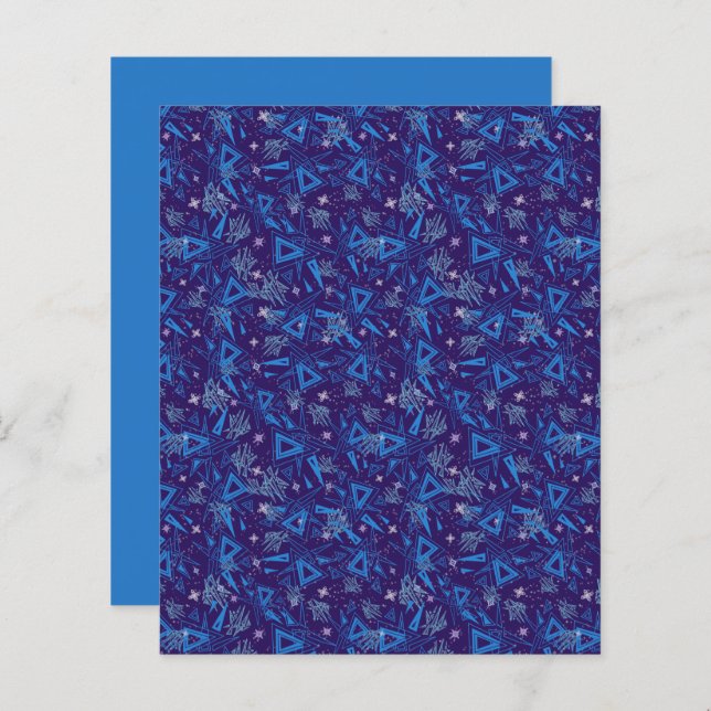 Abstrait Triangle bleu Aqua Ice Crystals Scrapbook (Devant / Derrière)