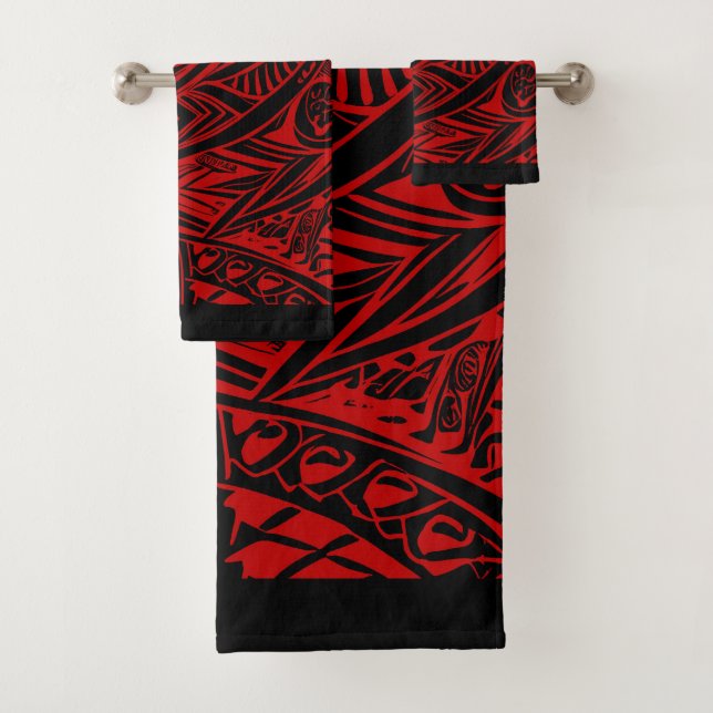 Abstrait Tribal Noir Et Rouge (En situation)