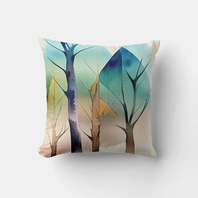 Abstrait turquoise d'aquarelles coussin (Recto)