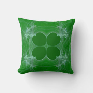 Abstrait Vert et blanc Shamrock Coussin fractal