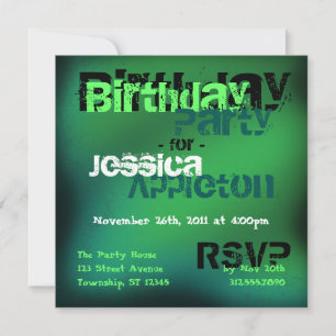 Abstrait vert et Turquoise Invitations d'anniversa