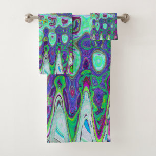 Abstrait vert et violet Mosaïque rétro ondulée