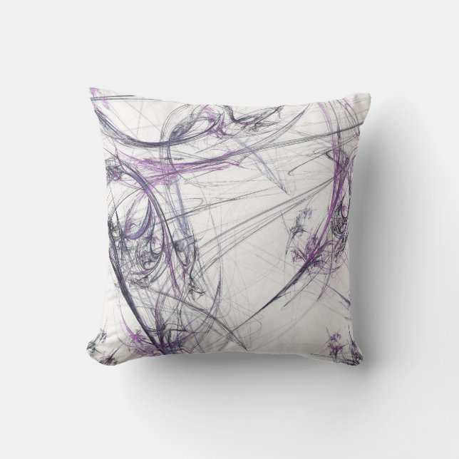 Abstrait violet et blanc Coussin fractal (Recto)