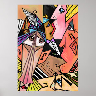 Abstrait Visages Moods Poster Cubism Portrait