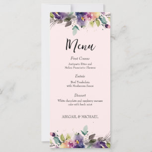 Abstrait Watercolor Floral Mariage Menu