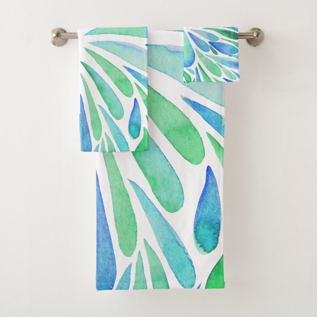 Abstraite aquarelle florale éclate aqua et bleu (En situation)