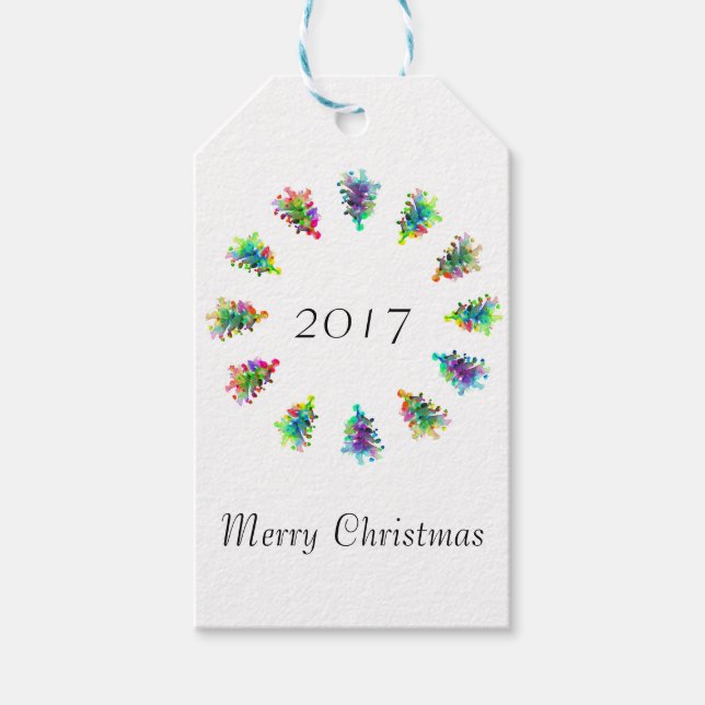 Abstraite étiquette cadeau d'arbre de Noël. (Devant)