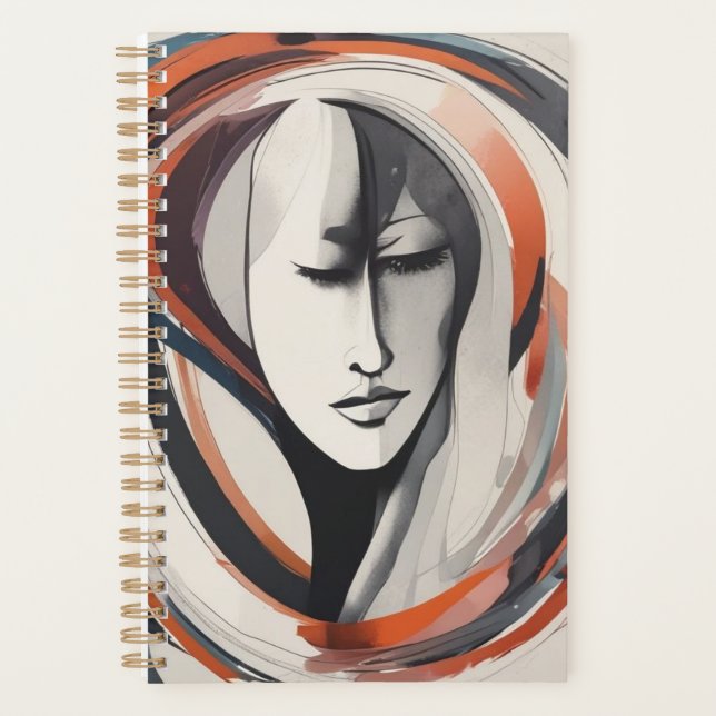 Abstraite femme face bleu brun planificateur (Devant)