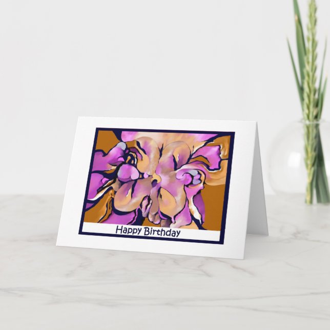 Abstraite Fleur Blank Bonne Carte Anniversaire (Devant)