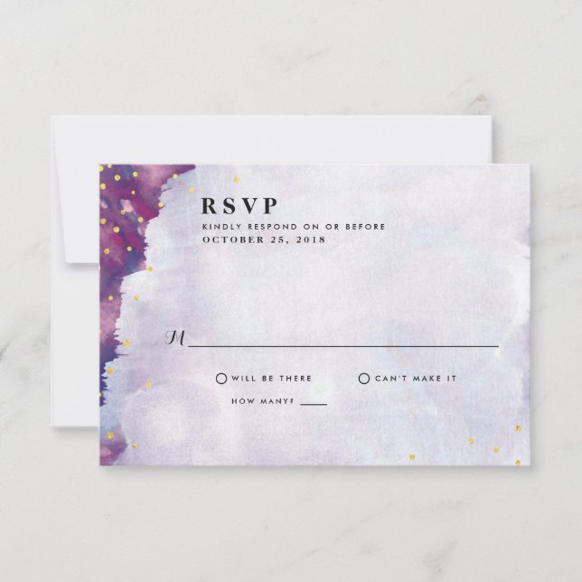 Abstraite moderne Watercolor Wedding Cartes RSVP (Devant)
