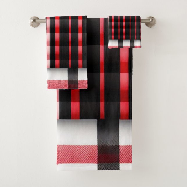 Abstraite Rouge Noir Plaid Collection moderne (En situation)