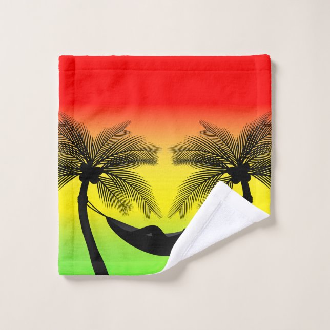 Abstraite vie tropicale | Hammock Silhouette (Gant de toilette)