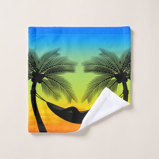 Abstraite vie tropicale | Hammock Silhouette (Gant de toilette)