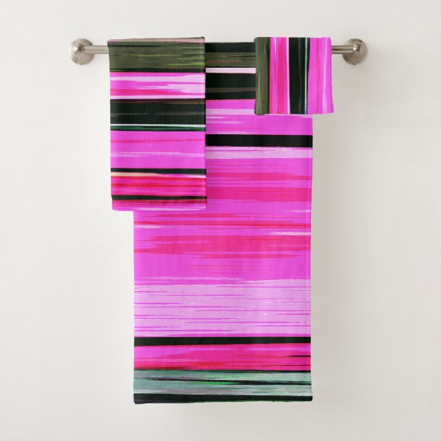 Abstraites Bandes Verticales Rose Et Vert 704 (En situation)