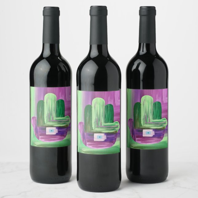 Abstraits Étiquettes de vin Hamsa (Bouteilles)