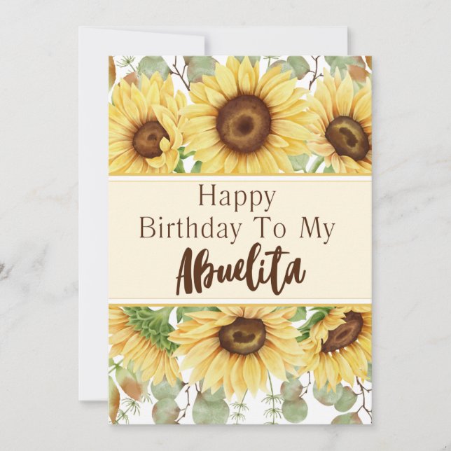 Abuelita Anniversaire Jaune Tournesols Carte Anniv (Devant)