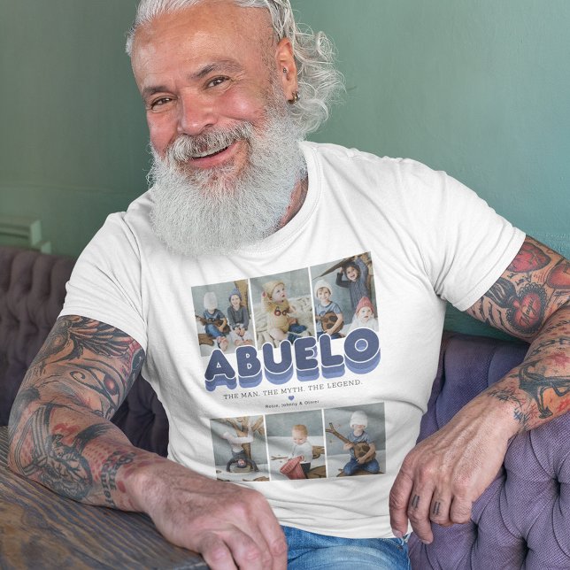Abuelo Man Myth Legend 6 Photo Collage T-Shirt (Créateur téléchargé)