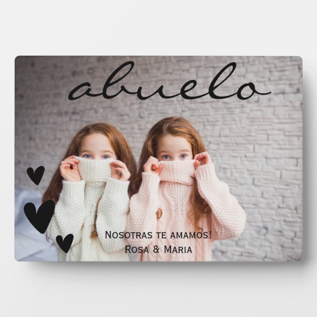 Abuelo We Love You Personnalisé Photo Plaque (Devant)