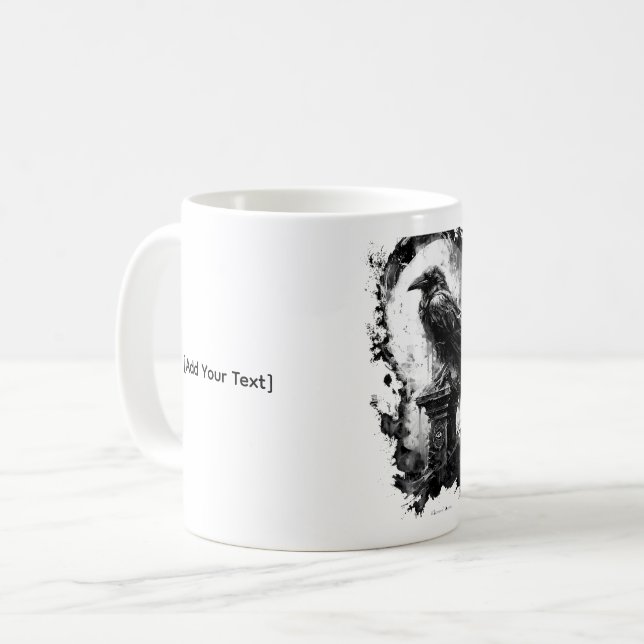 Abyssal Gaze Heavy Metal Raven Skull Mug (Devant gauche)