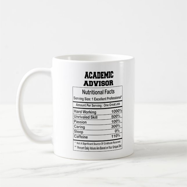 Academic Advisor Nutrition Facts 11 oz Coffee Mug  (Gauche)