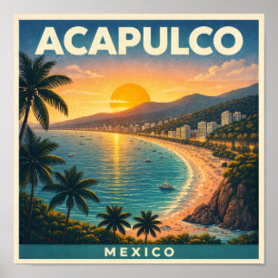 Acapulco Mexico Vintage Travel Poster
