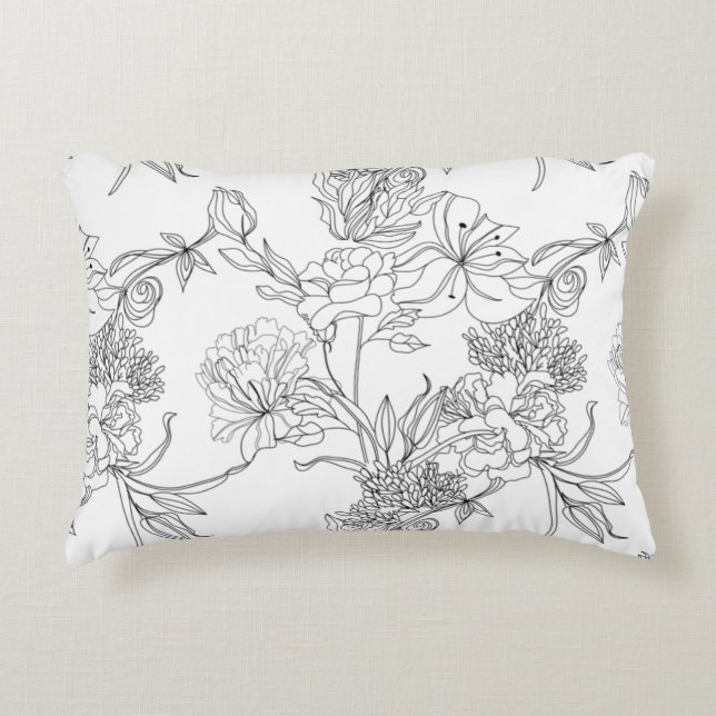 Accent Coussin - Flore noire et blanche Impression (Devant)