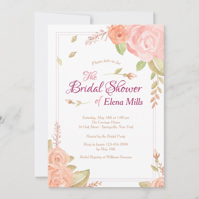 Accents floraux Invitation de douche nuptiale (Devant)