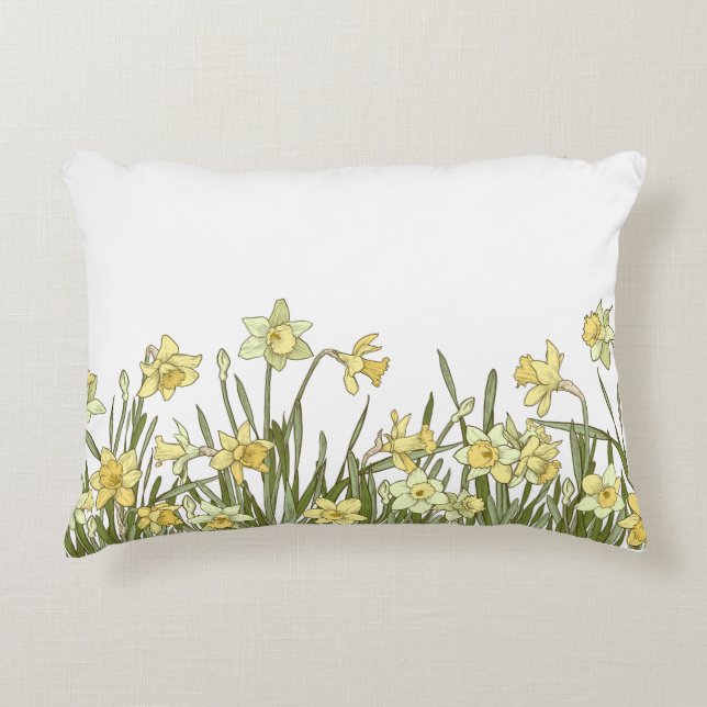 Accentuation Coussin avec motif floral jonc jaune (Devant)
