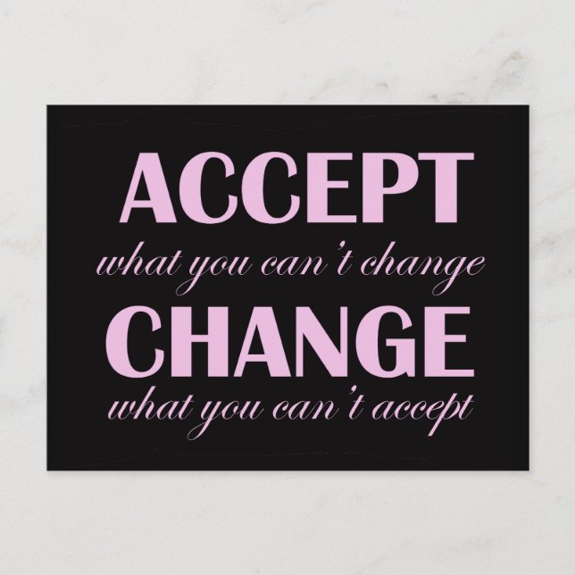 Accepter contre le changement - carte postale moti (Devant)