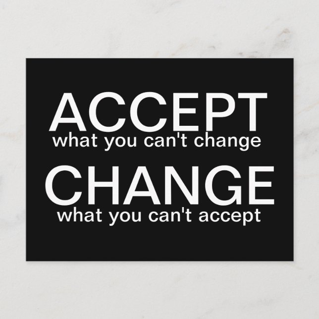 Accepter contre le changement - carte postale moti (Devant)