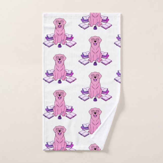 Accessoire pour écrivain au design de chiot rose m (Serviette à main)