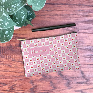 Accessoires Pochette à fermeture éclair à motif gingham rose e