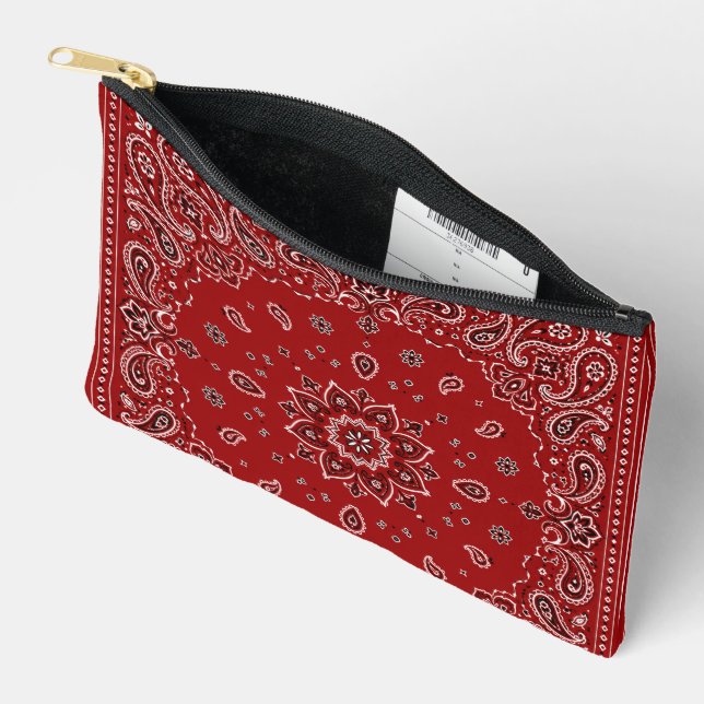 Accessoires Pochette à fermeture éclair Paisley Bandana Rouge  (Ouvrir)