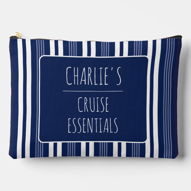 Accessoires Pochette à fermeture éclair rayée nautique de bate (Recto)