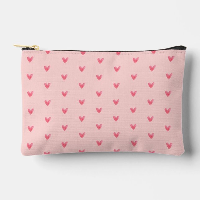 Accessoires Pochette à motif de cœurs rose pâle en aquarelle e (Recto)
